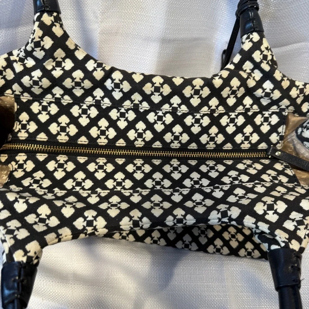 Kate Spade Stevie Jacquard Shoulder Bag Black Pink White Rare Classic Tote‎